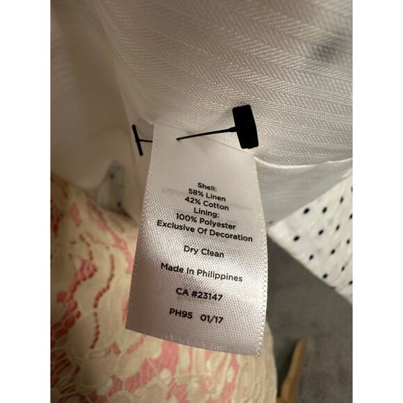 EUC Talbots linen blend white blue polkadot two button blazer Sz 4 Petite - Picture 8 of 10